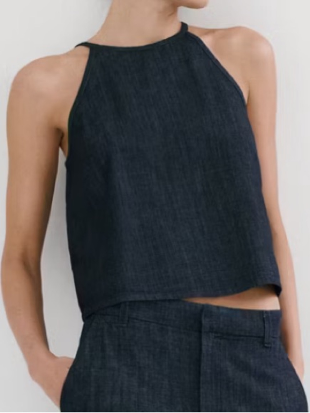 Mango Neck Denim Top HALTER-NECK DENIM TOP 7158